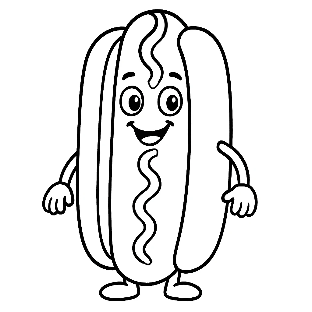 Hot Dog, דף צביעה להדפסה לילדים
