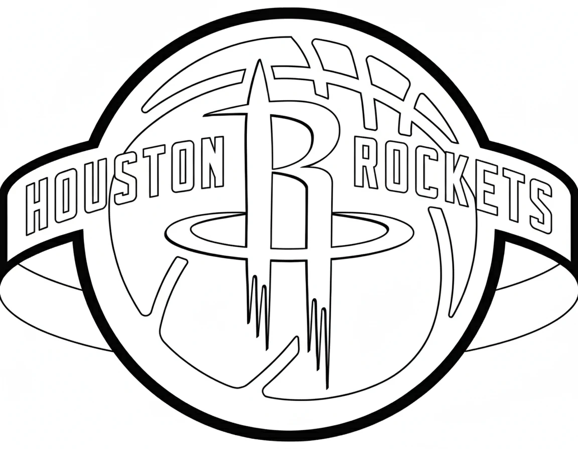 Página para Colorear del Logo de Houston Rockets, página para colorear imprimible para niños