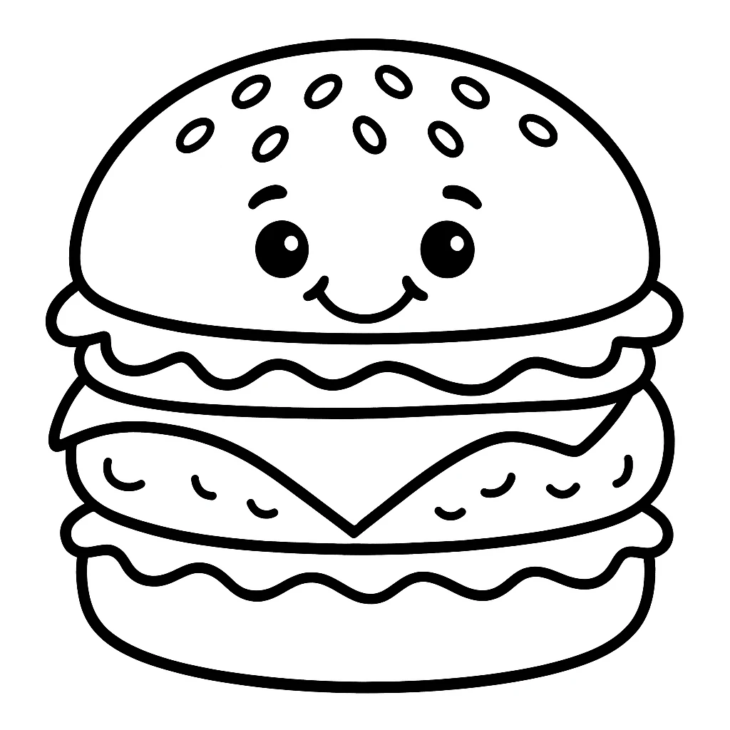 Hamburger, דף צביעה להדפסה לילדים