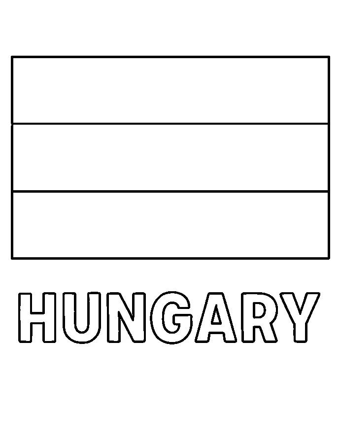 Hungary Flag, דף צביעה להדפסה לילדים