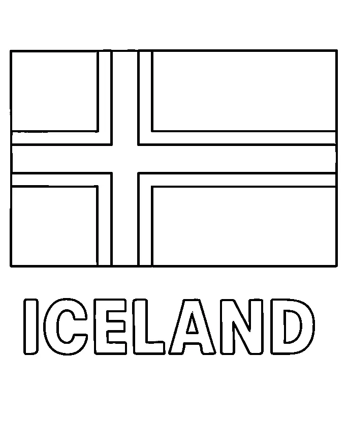 Iceland Flag printable coloring page for kids