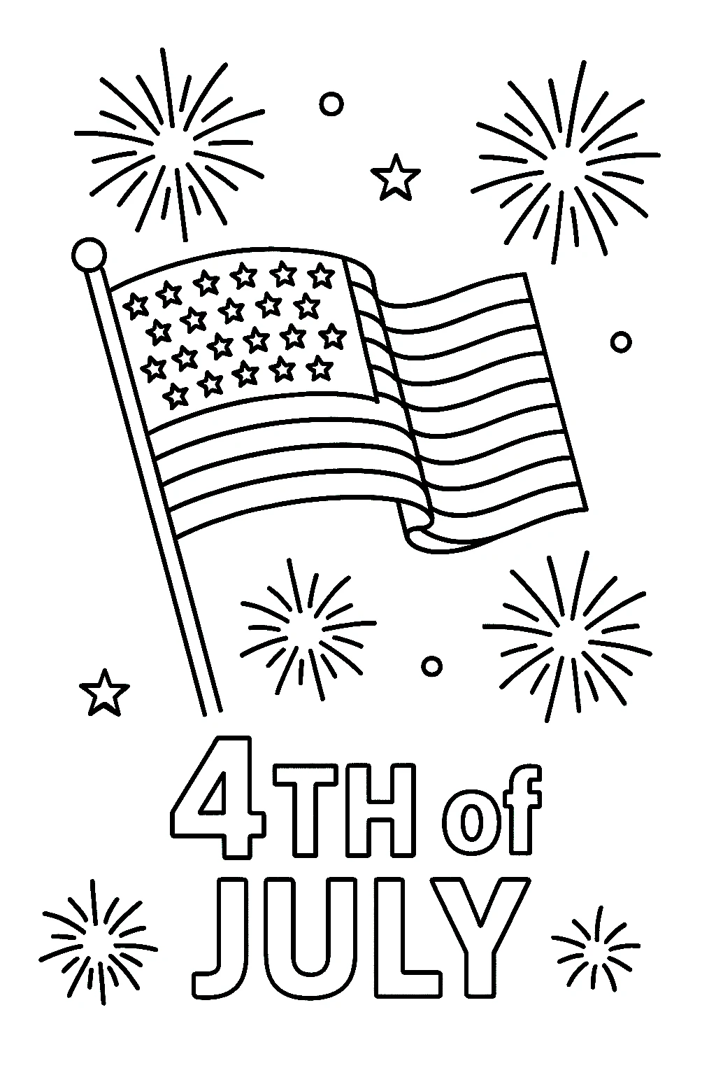 Fuegos Artificiales del Día de la Independencia, página para colorear imprimible para niños