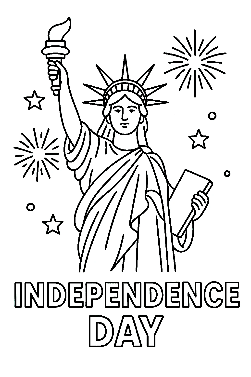 Libertad e Independencia, página para colorear imprimible para niños