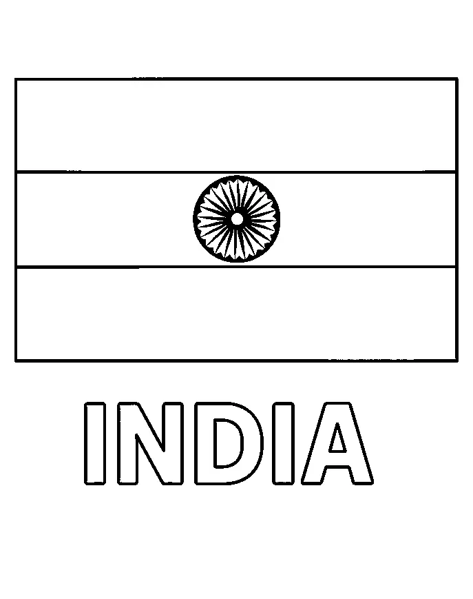 India Flag, דף צביעה להדפסה לילדים