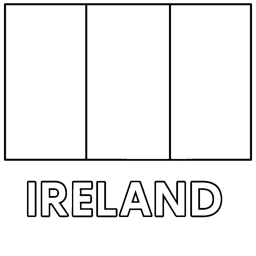 Ireland Flag, דף צביעה להדפסה לילדים