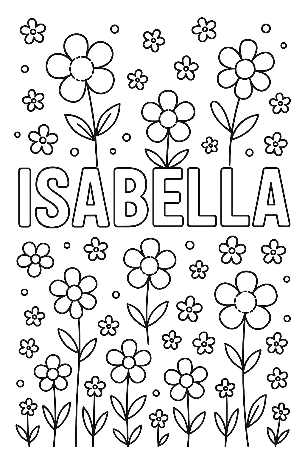 Página para Colorear con el Nombre Isabella, página para colorear imprimible para niños