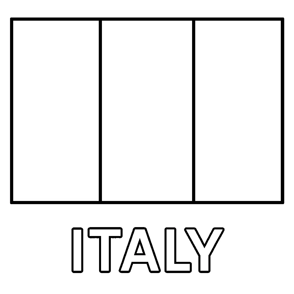 Italy Flag, דף צביעה להדפסה לילדים