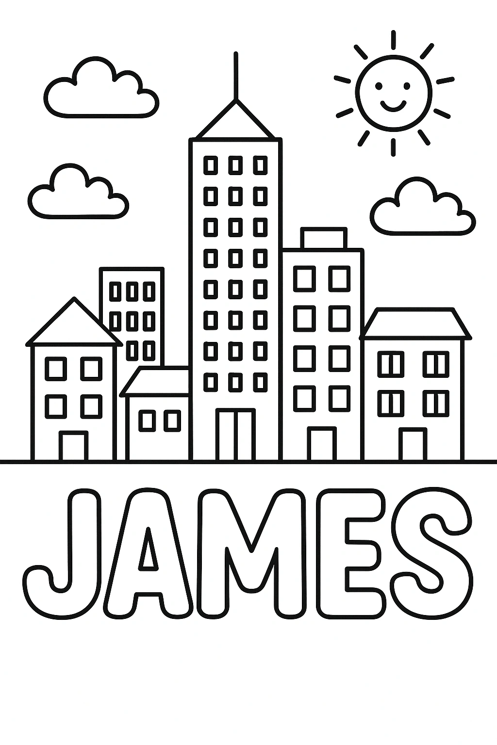 Página para Colorear con el Nombre James, página para colorear imprimible para niños
