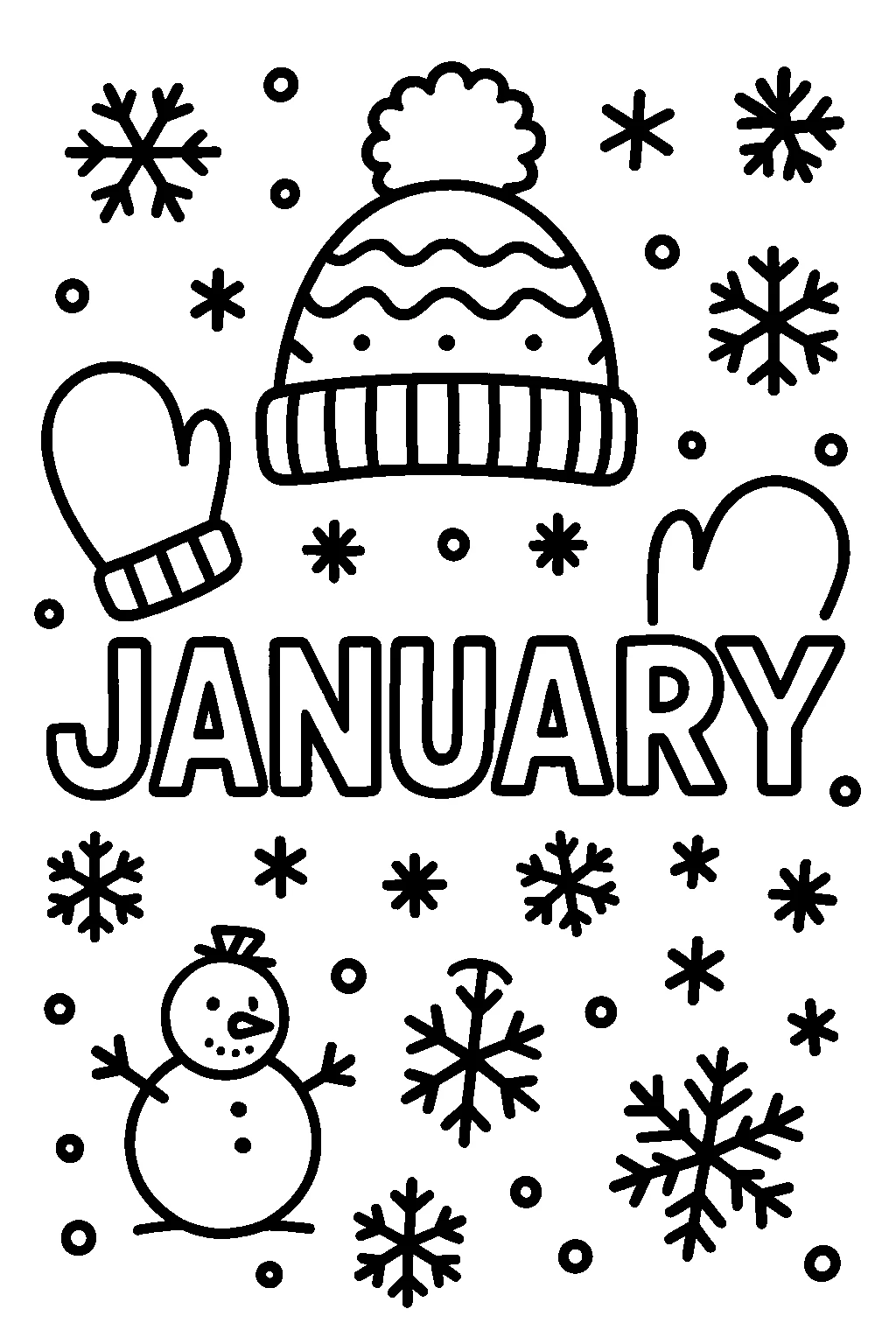 January, דף צביעה להדפסה לילדים