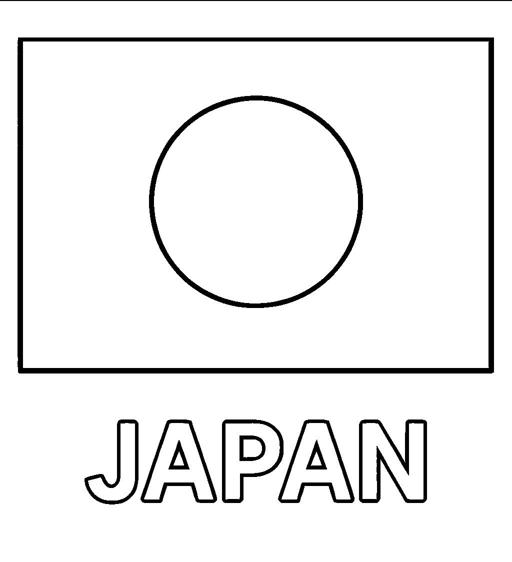 Japan Flag, דף צביעה להדפסה לילדים