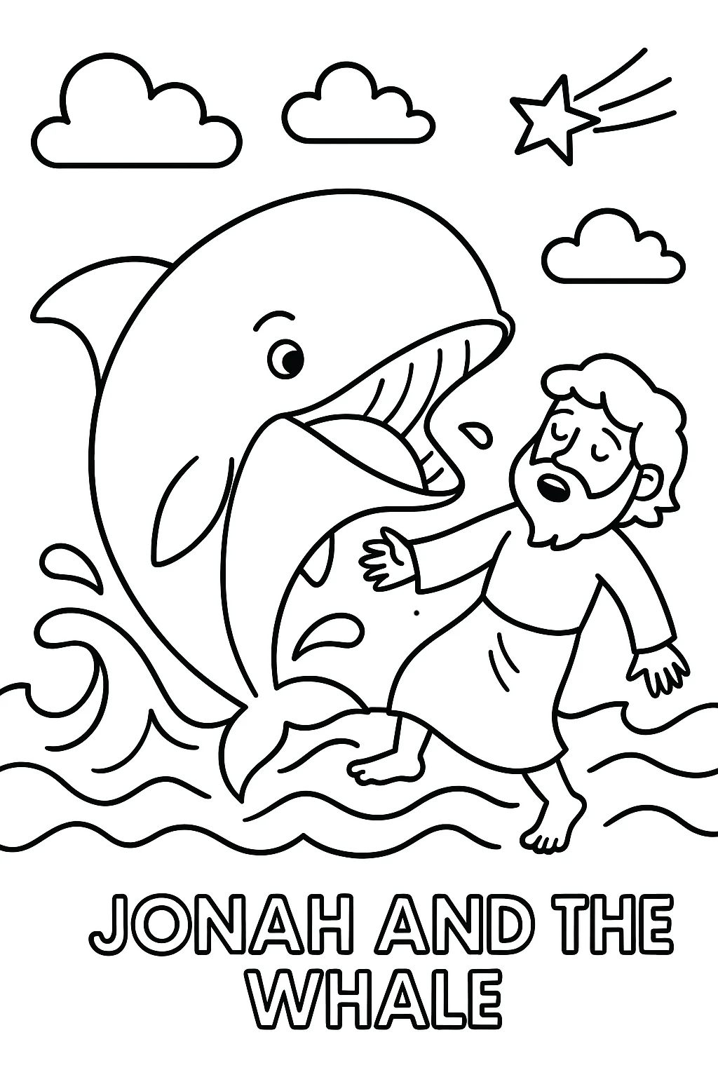 Jonah and the Whale, דף צביעה להדפסה לילדים