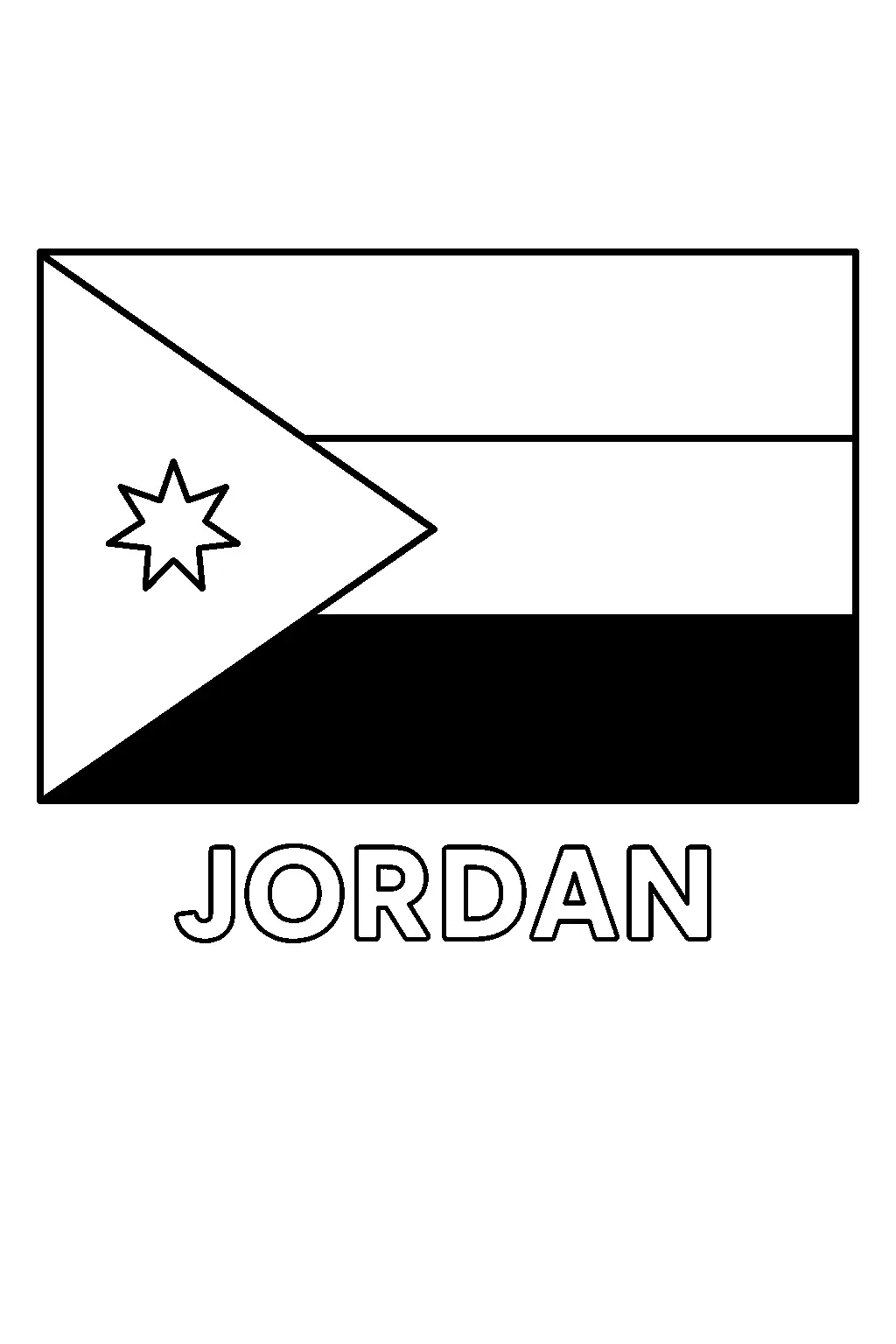 Bandera de Jordania, página para colorear imprimible para niños