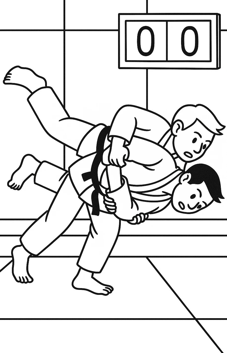 Judo Match, דף צביעה להדפסה לילדים