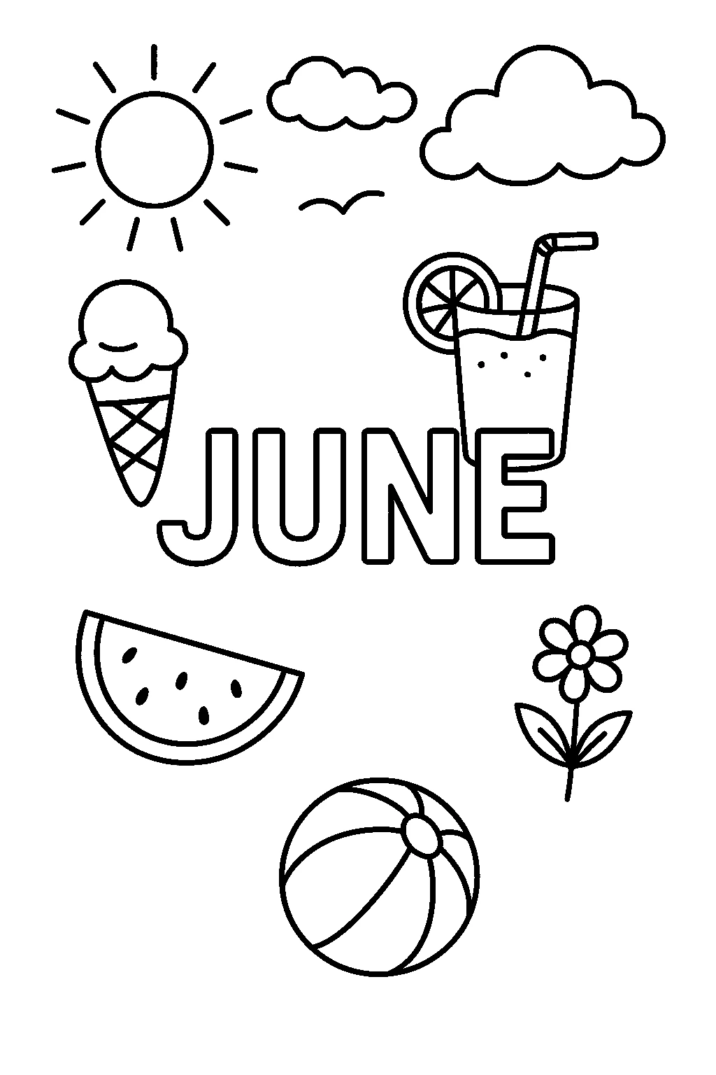 June, דף צביעה להדפסה לילדים