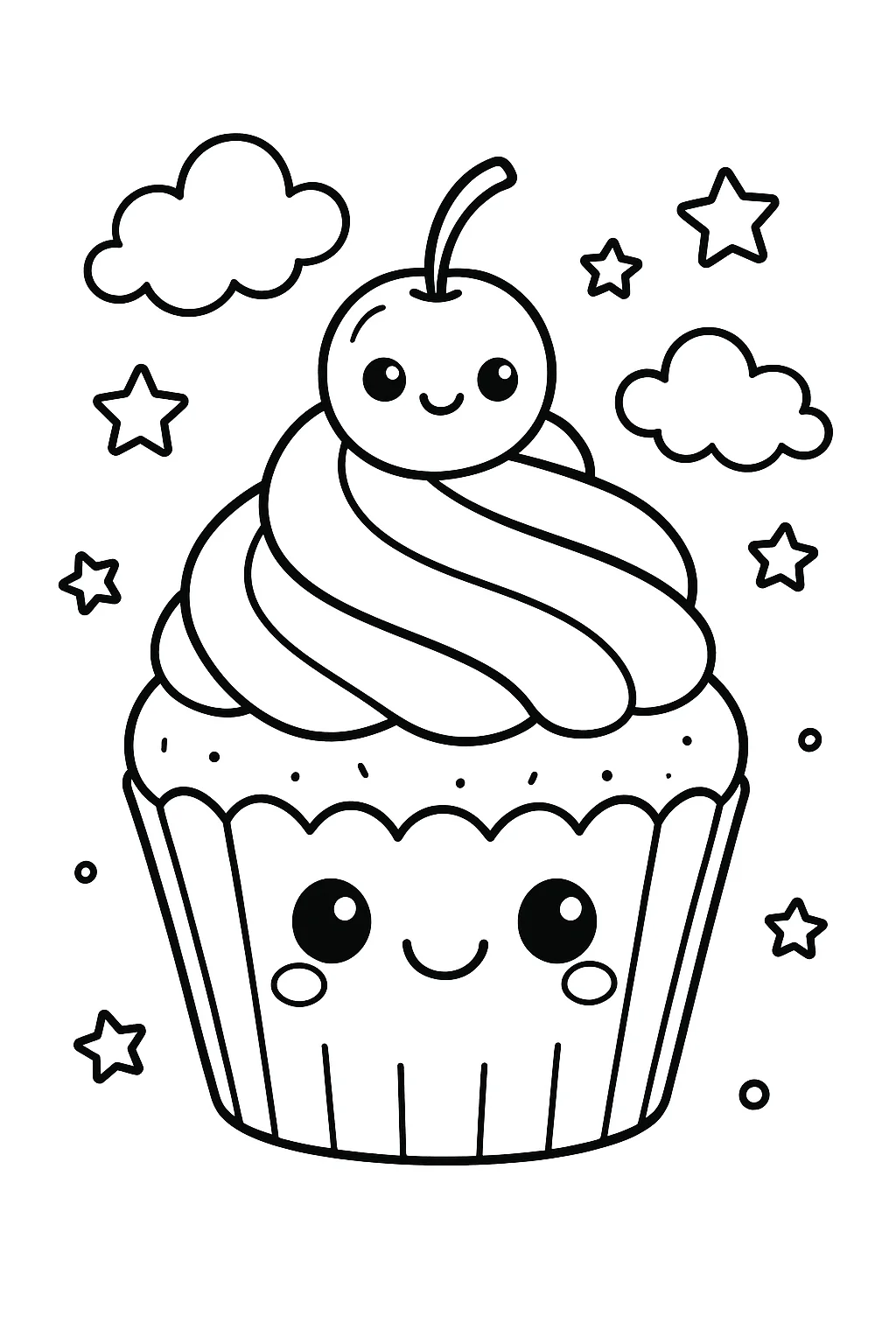 Kawaii Dessert, דף צביעה להדפסה לילדים