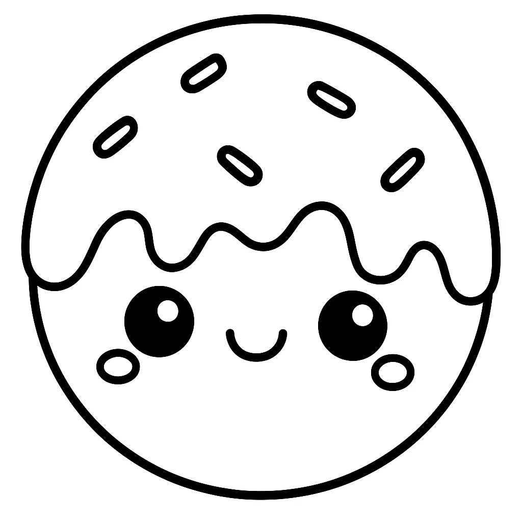 Kawaii Dessert with Cream, דף צביעה להדפסה לילדים