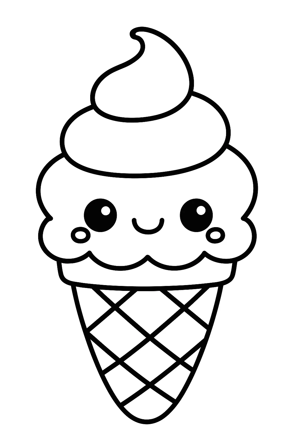 Kawaii Ice Cream, דף צביעה להדפסה לילדים