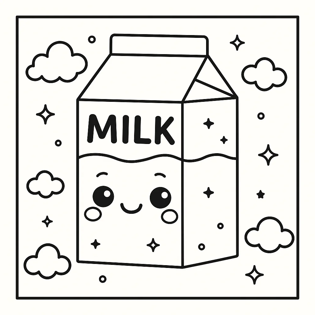 Kawaii Milk, דף צביעה להדפסה לילדים