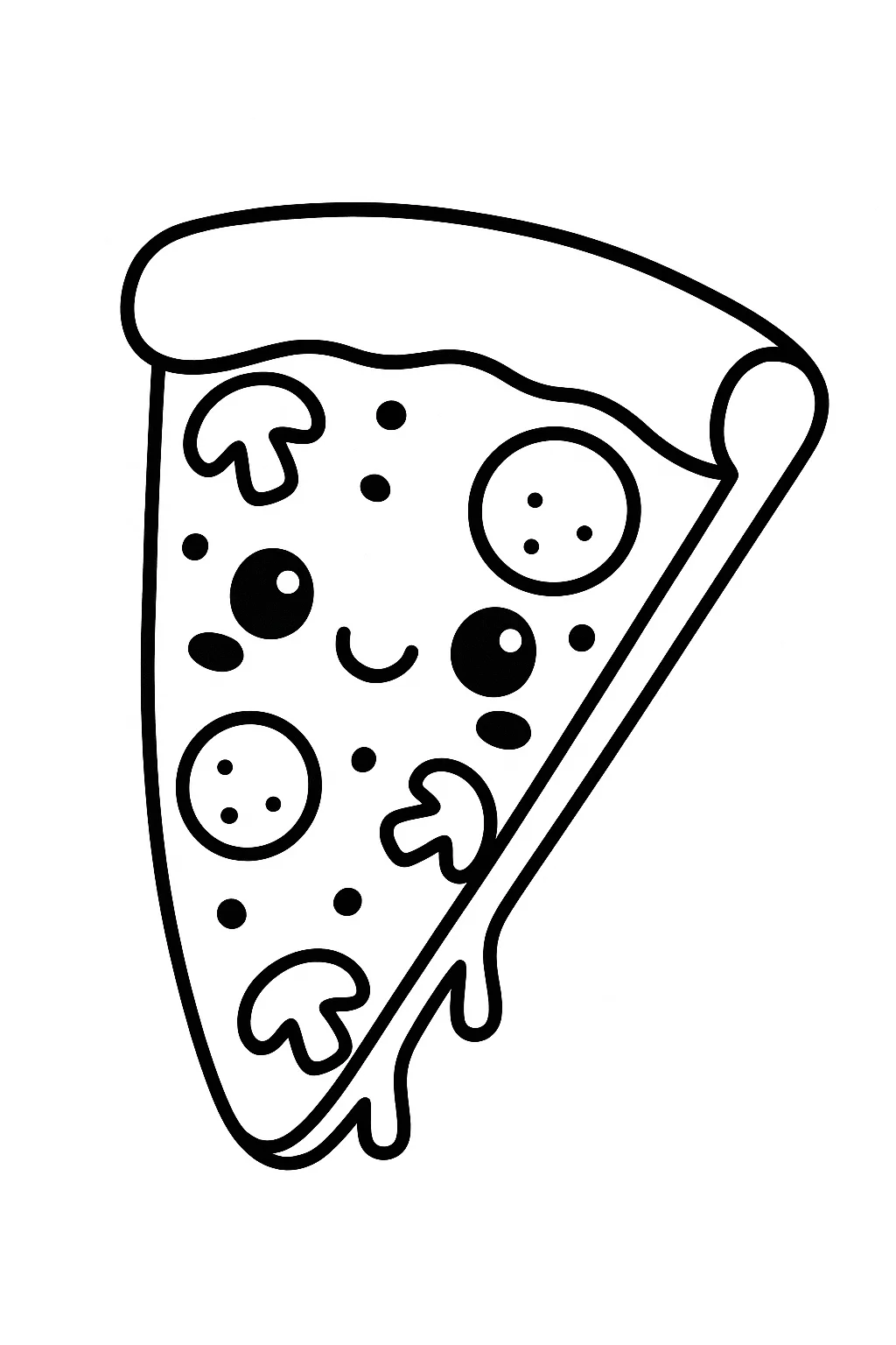 Kawaii Pizza, דף צביעה להדפסה לילדים