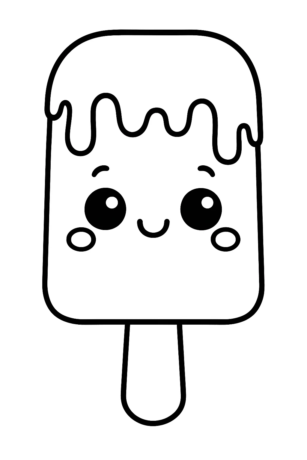 Kawaii Popsicle, דף צביעה להדפסה לילדים