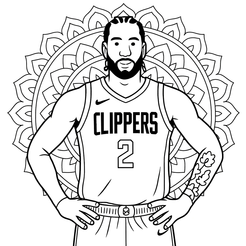 Kawhi Leonard, דף צביעה להדפסה לילדים