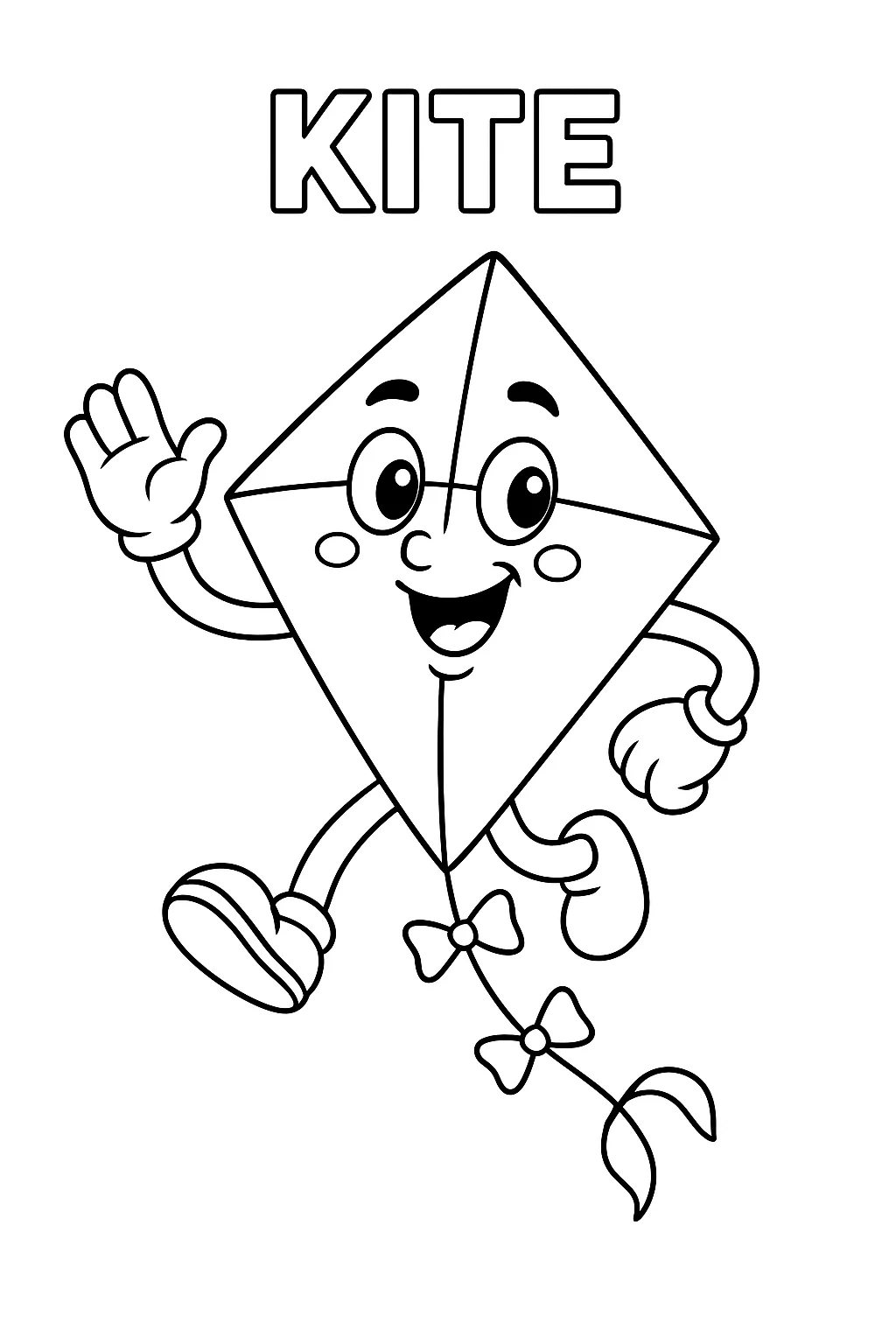 Kite Shape, דף צביעה להדפסה לילדים
