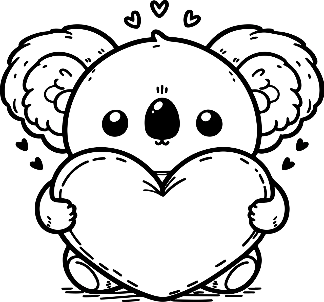 Koala Love, דף צביעה להדפסה לילדים