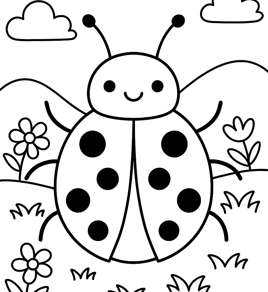 Ladybug, דף צביעה להדפסה לילדים