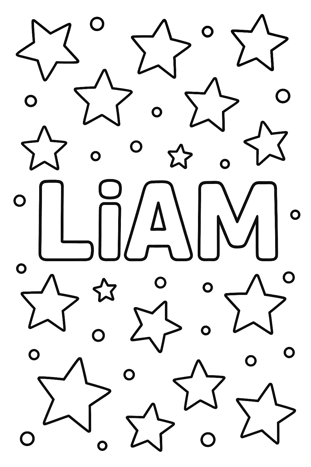 Página para Colorear con el Nombre Liam, página para colorear imprimible para niños