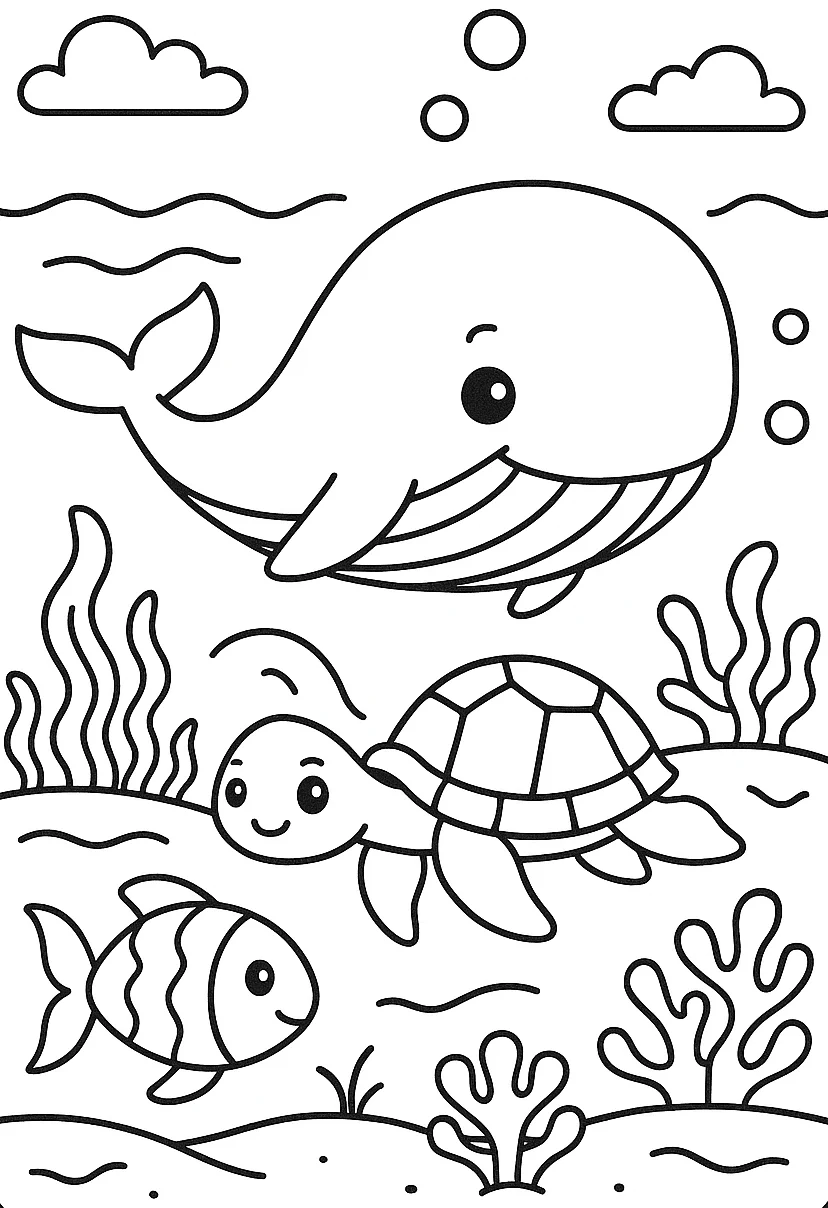 Life Under the Sea Coloring Page, דף צביעה להדפסה לילדים