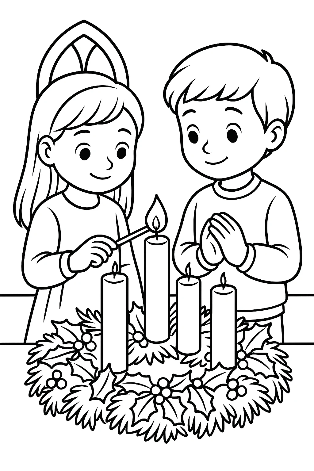 Lighting the First Advent Candle, דף צביעה להדפסה לילדים