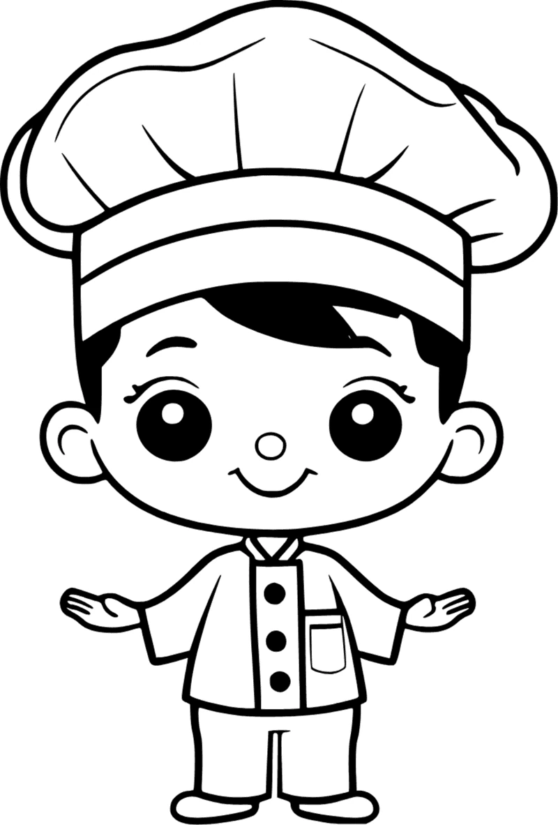 Little Chef, página para colorear imprimible para niños