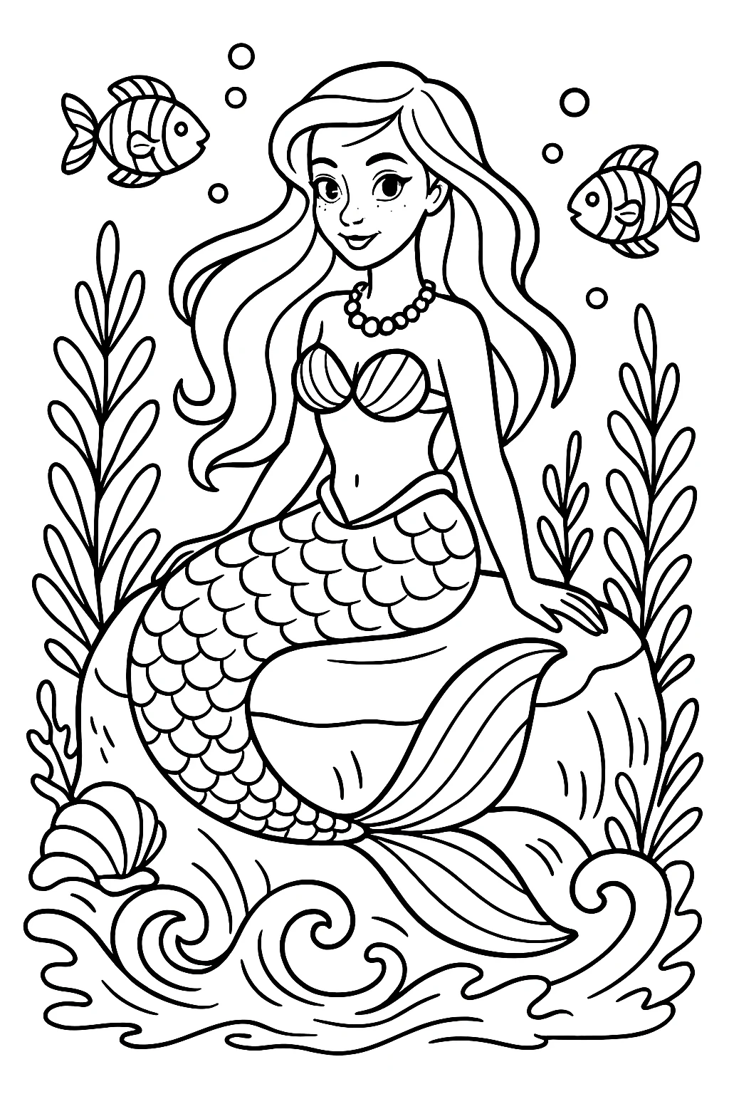 The Little Mermaid, דף צביעה להדפסה לילדים