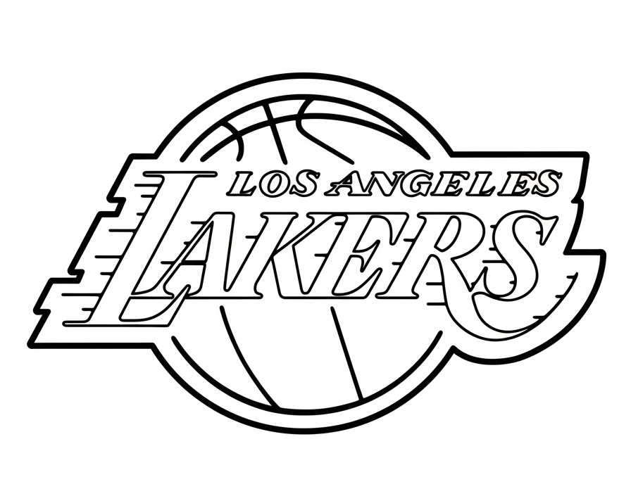 Página para Colorear del Logo de Los Angeles Lakers, página para colorear imprimible para niños