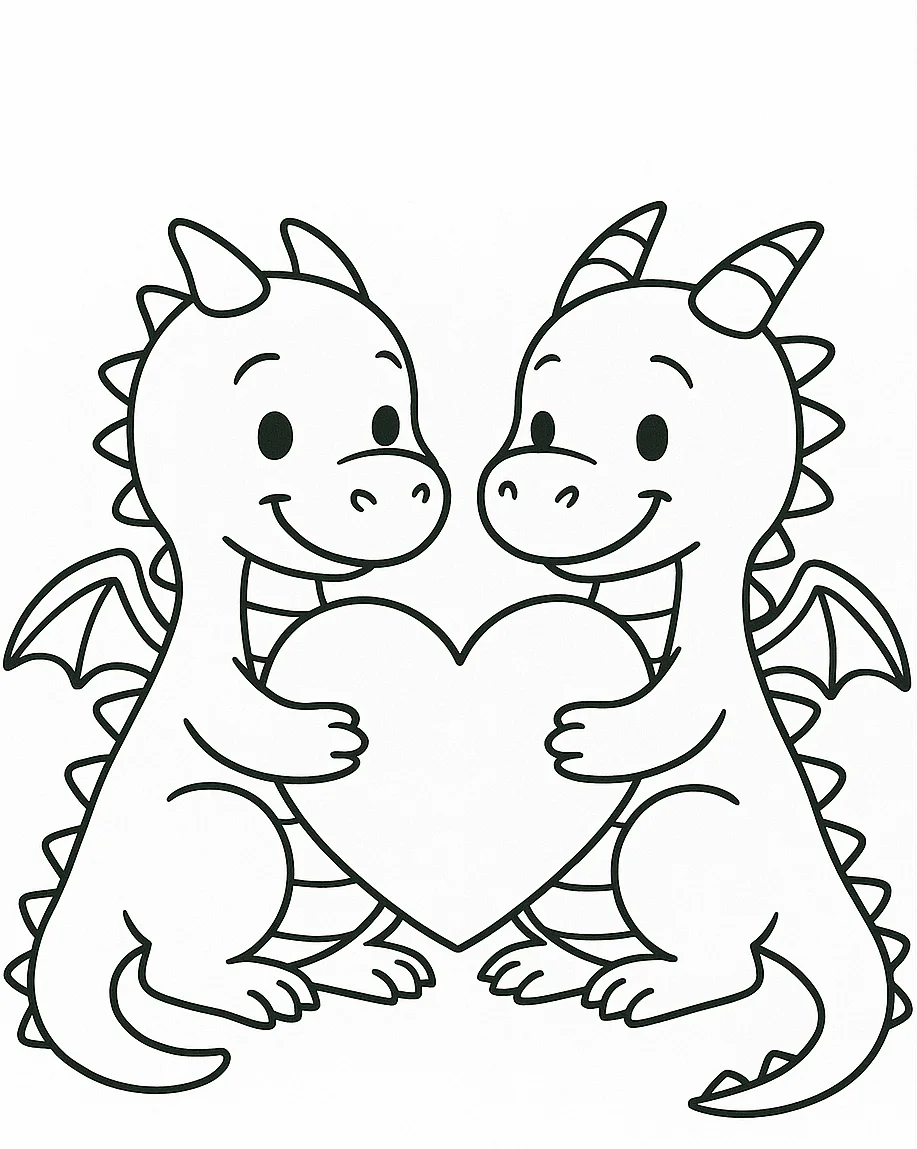 Love Dragons, דף צביעה להדפסה לילדים