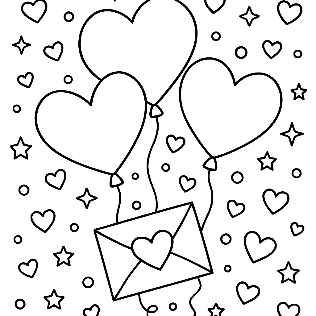 Love Letter - Writing from the Heart, דף צביעה להדפסה לילדים
