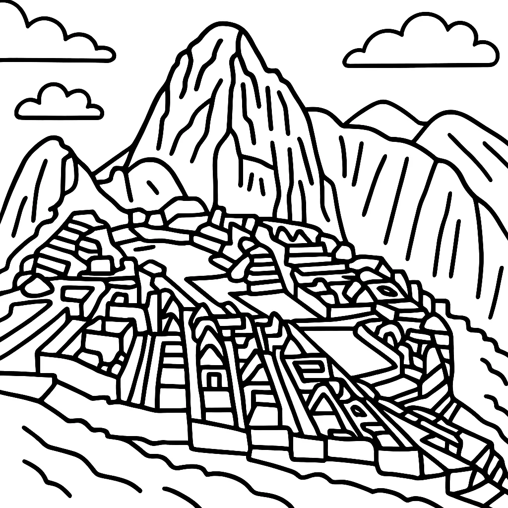 Machu Picchu, דף צביעה להדפסה לילדים