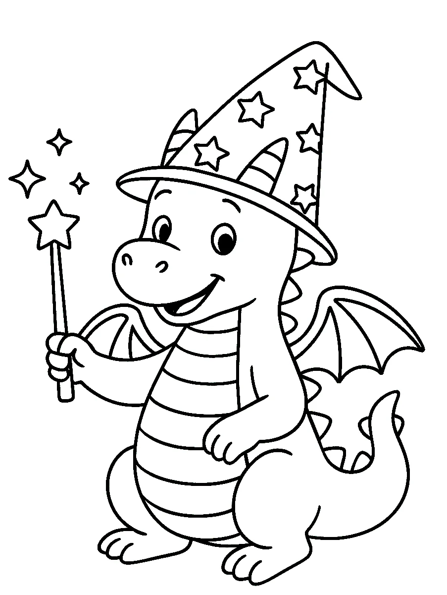 Magic Dragon, דף צביעה להדפסה לילדים