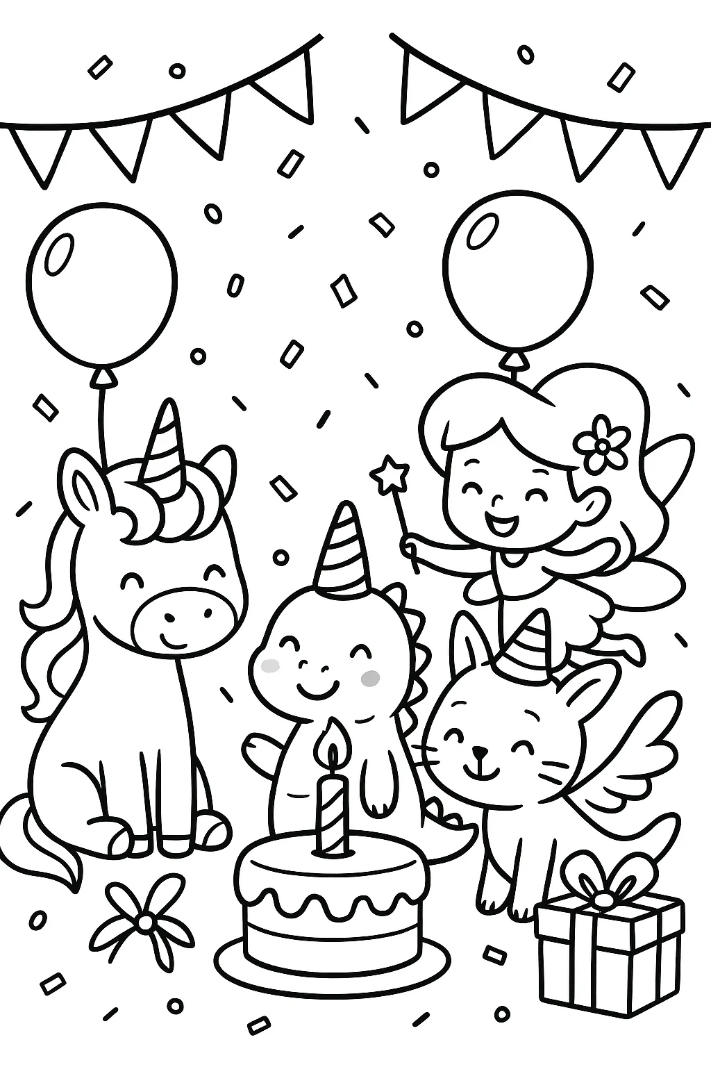 Magical Birthday Party, דף צביעה להדפסה לילדים