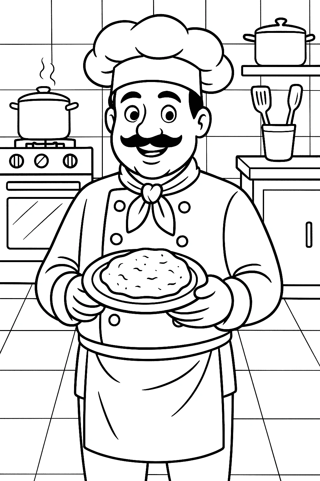 Male Chef, דף צביעה להדפסה לילדים