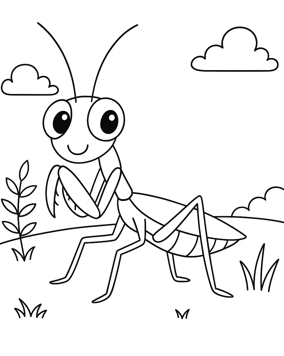 Praying Mantis, דף צביעה להדפסה לילדים