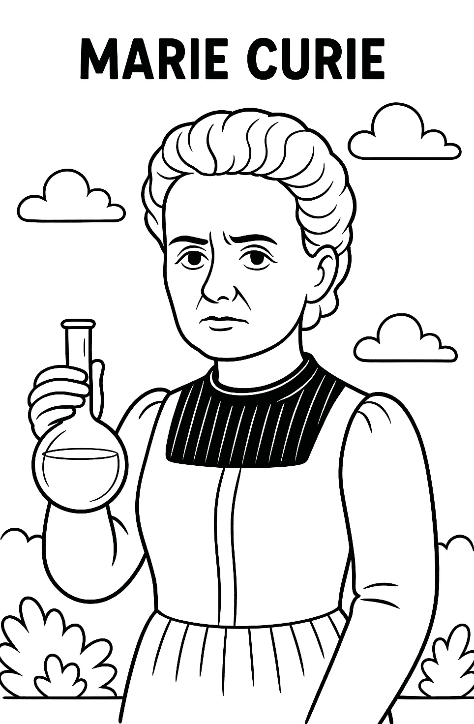 Marie Curie, דף צביעה להדפסה לילדים