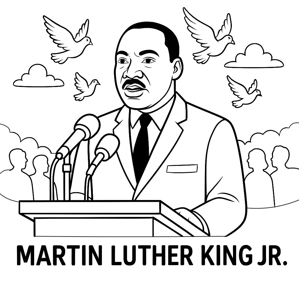 Martin Luther King Jr., דף צביעה להדפסה לילדים