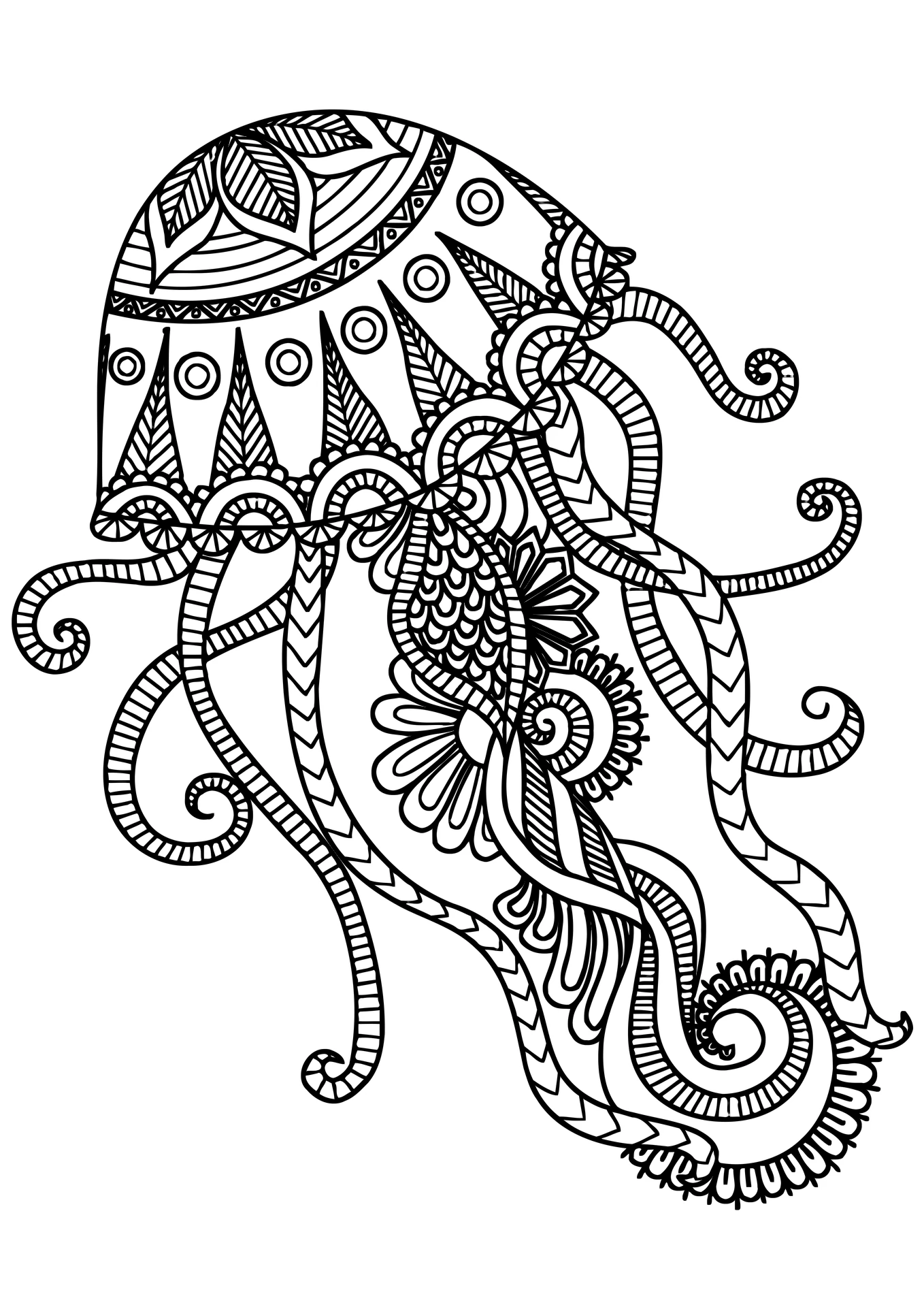 Meduza Mandala, דף צביעה להדפסה לילדים
