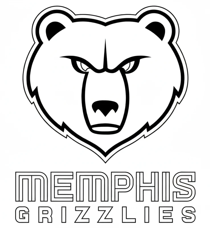Página para Colorear del Logo de Memphis Grizzlies, página para colorear imprimible para niños