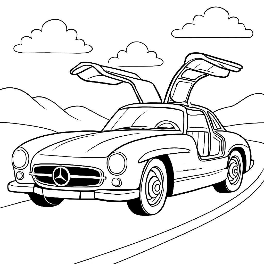 Mercedes Gull Wing Coupe, דף צביעה להדפסה לילדים
