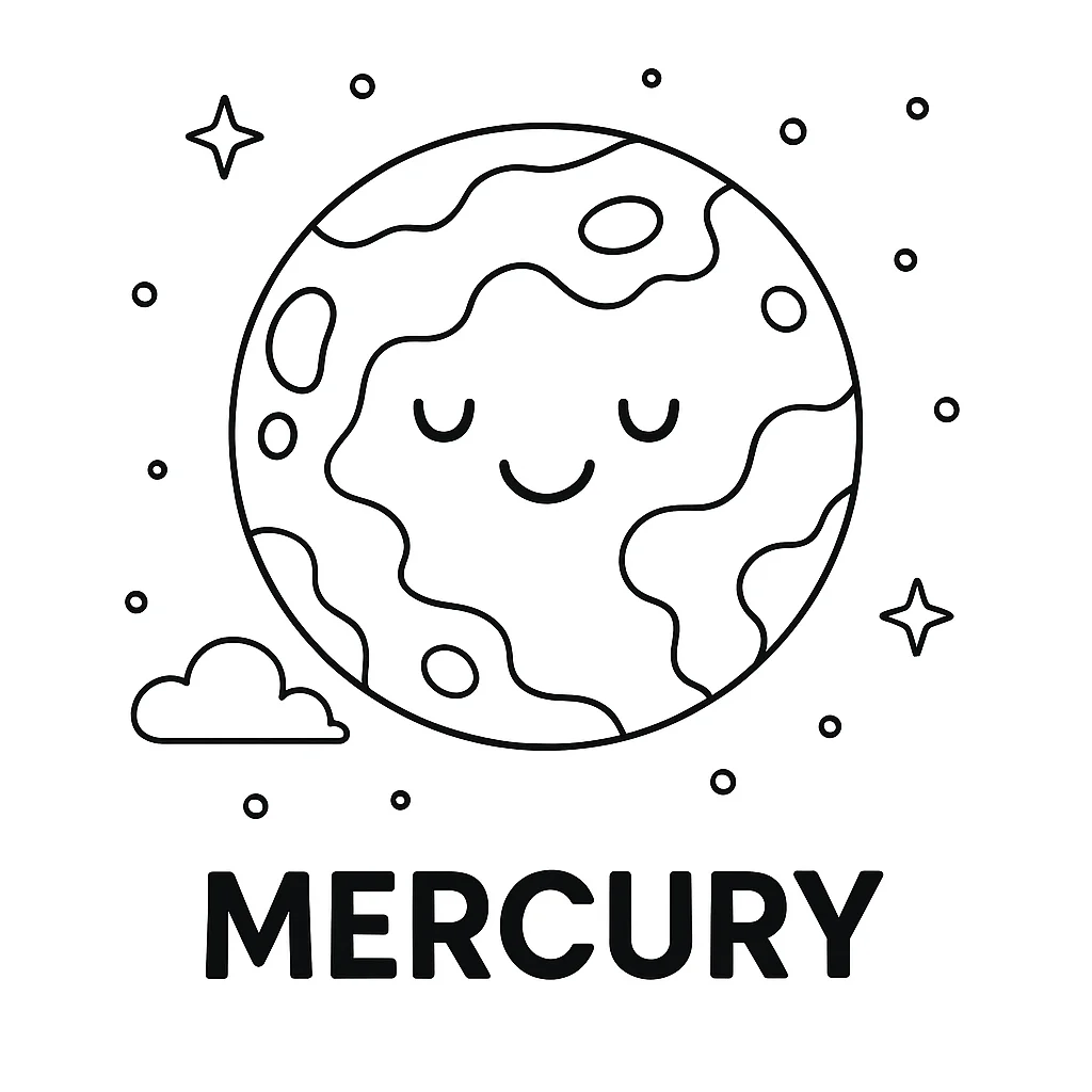 Mercury, דף צביעה להדפסה לילדים