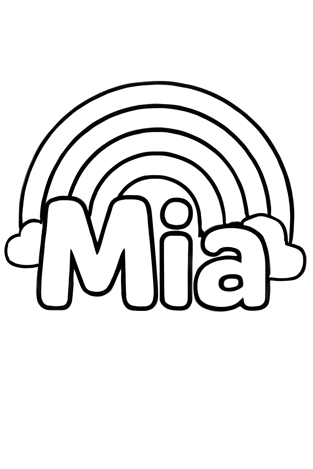 Página para Colorear con el Nombre Mia, página para colorear imprimible para niños