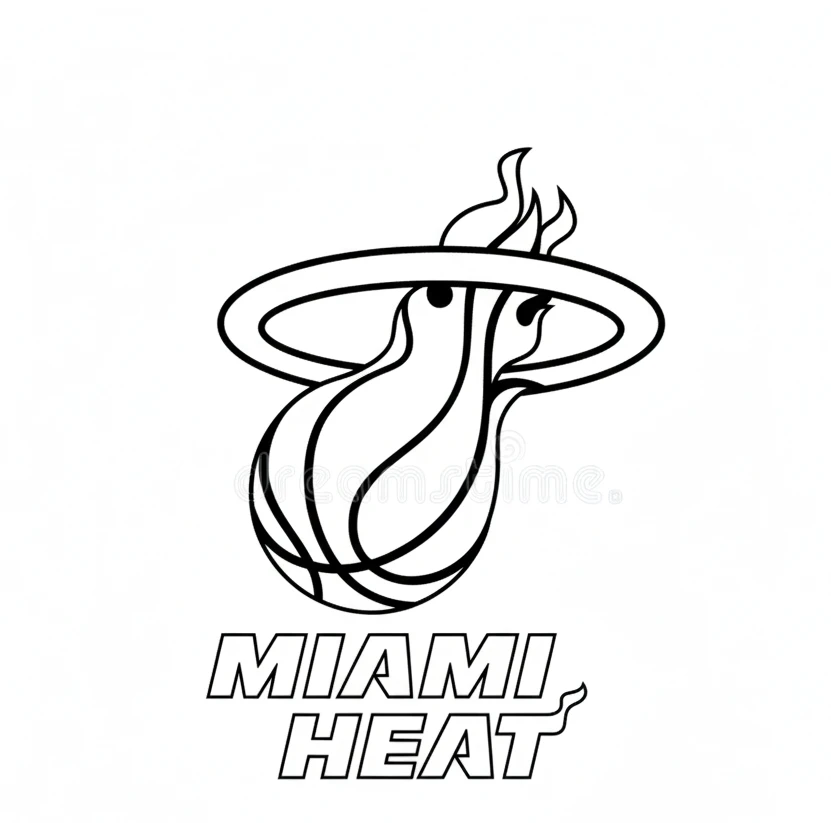 Página para Colorear del Logo de Miami Heat, página para colorear imprimible para niños