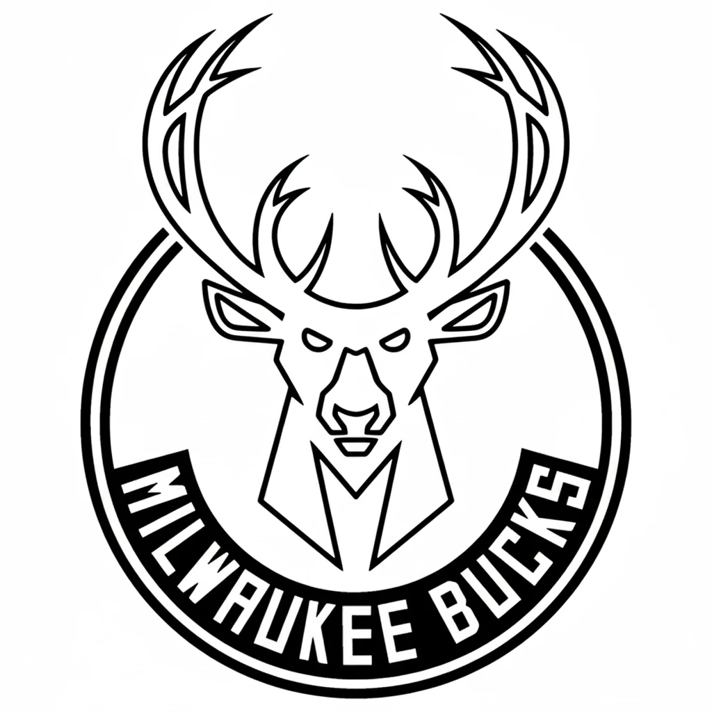 Página para Colorear del Logo de Milwaukee Bucks, página para colorear imprimible para niños